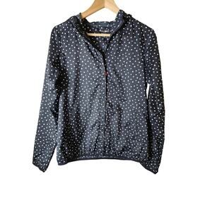 UNIQLO x INES DE LA FRESSANGE Black White Polka Dot Light Zip Hooded Jacket SZ S